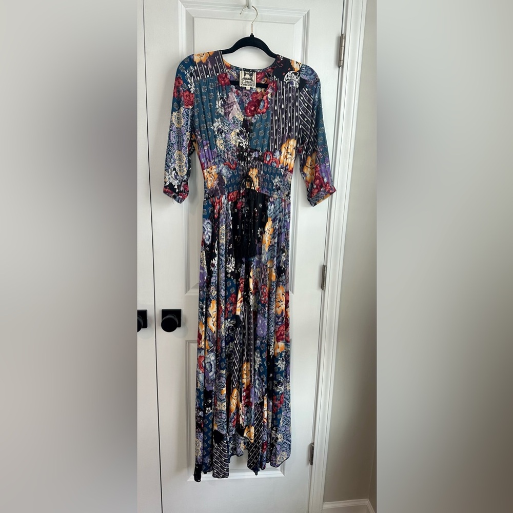 JAASE Women’s Floral Patchwork Front Button Maxi Dress Multicolored Size Small